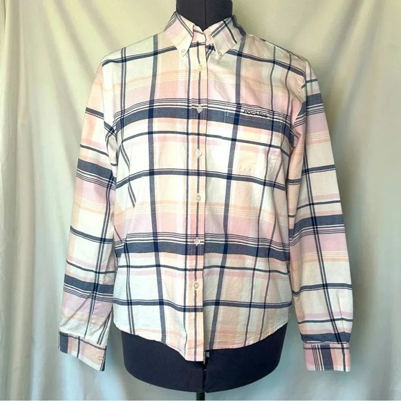 Rockies Cowgirl Rodeo Button-Down Plaid Pink Blue White L - Picture 1 of 9